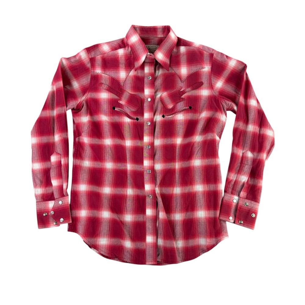 Rockmount Ranch Wear Western Shirt Women Large Red Plaid Guitar Snap 7742